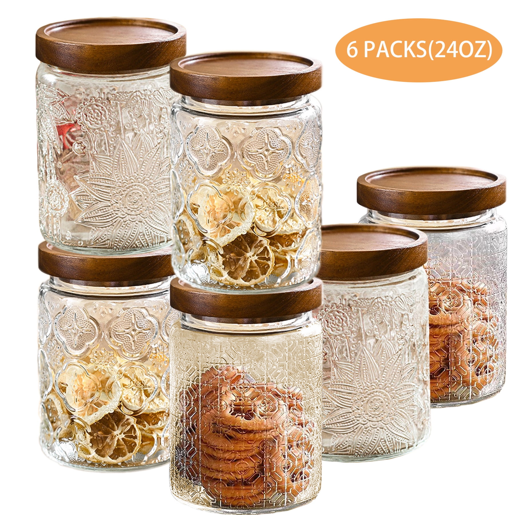HomeyHoney 22 oz Decorative Glass Jars with Airtight Lids, Handmade White  Porcelain Rose on Lid, Decorative Glass Canisters with Airtight Lids, Glass  Storage Containers with Lids for Candy Cookie 