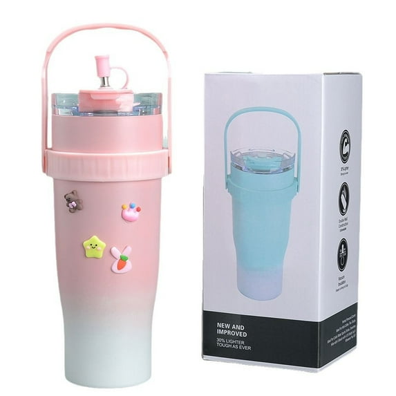 FORHVIPS 40 oz Tumbler with Handle and Flip Straw Lid,Leak Proof Vacuum Insulated Stainless Steel Travel Mug,Insulated Water Bottle for School,Home,Office,Outdoor,Fit in Car Cup Holder