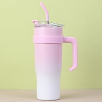 FORHVIPS 40oz Tumbler with Handle and Straw Lid, Double Walled Stainless Steel Vacuum Insulated Tumblers Water Bottle, Travel Mug Iced Coffee Cup, Cupholder Friendly, Airtight Leak-Proof (Sakura Pink)