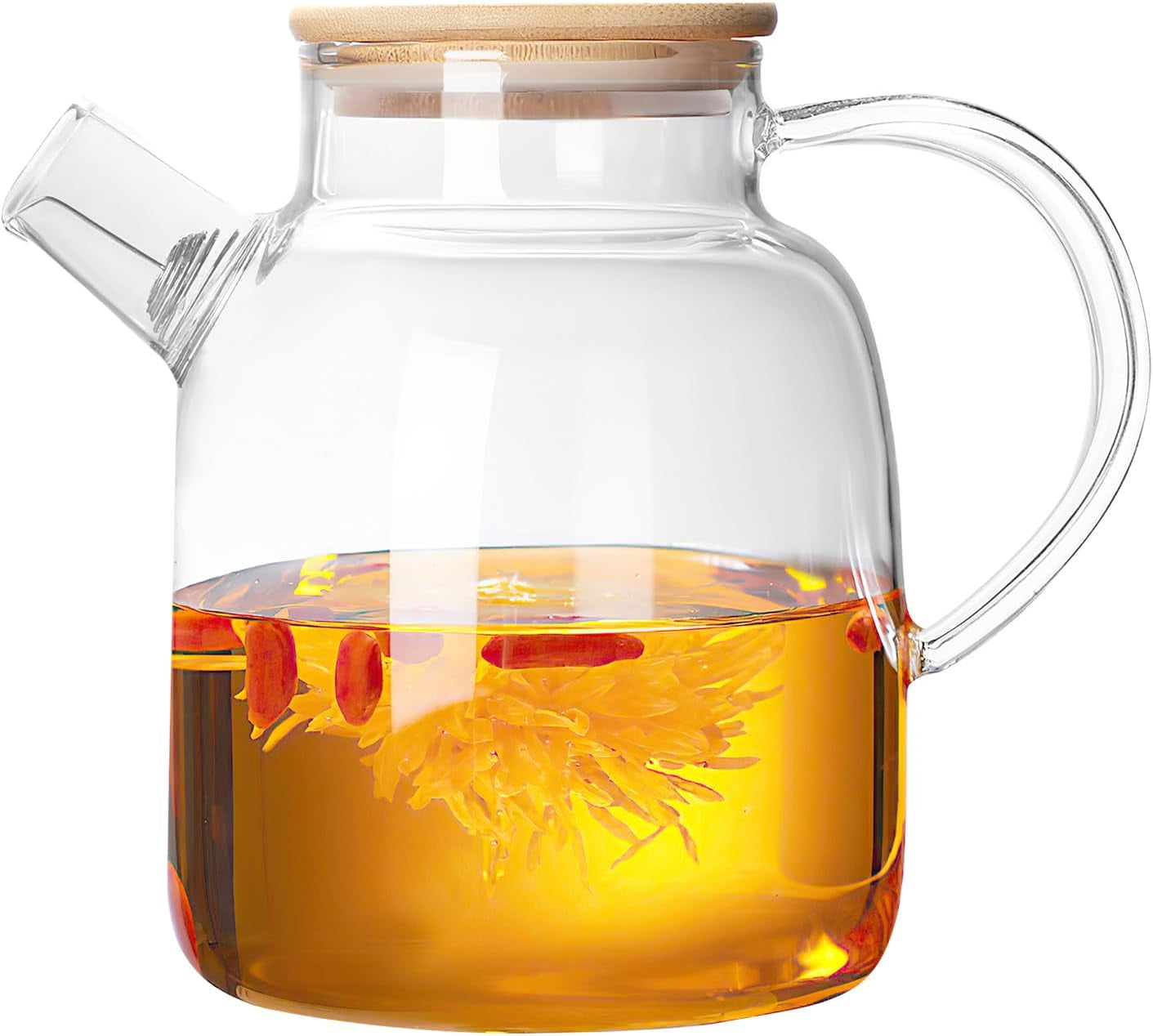 FORHVIPS 51OZ/1500ML Glass Tea kettle pots for cooking on stove,Clear
