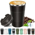 thumbnail image 1 of FORHVIPS Coffee Tumbler with Lid,13 Floz Travel Coffee Mugs,Double Wall Vacuum Reusable Insulated Tumbler Spill Proof with Lid - Thermos Cup for Keep Hot/Ice Coffee,Tea and Beer, 1 of 7