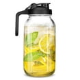 thumbnail image 1 of FORHVIPS Mason Jar Pitcher with Pour Spout Handle Lid, 2 Quart (64OZ) Thick Glass Pitcher with Lid, Leak-proof Glass Pitcher Wide Mouth for Brew Coffee, Ice Beverage, Juice, Lemonade, Sun Tea, 1 of 9