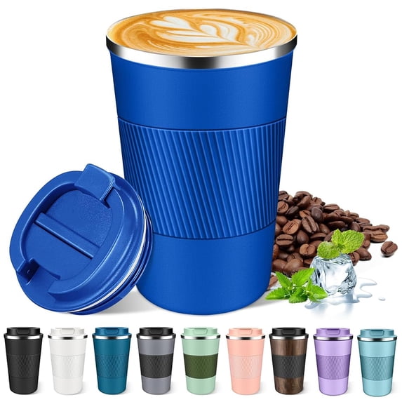 FORHVIPS Travel Coffee Mug 13 oz,Insulated Coffee Cups with Flip Lid,Stainless Steel Coffee Mugs Spill Proof, Double Wall Vacuum Tumblers,Reusable To Go Mug for Hot/Ice Coffee Tea