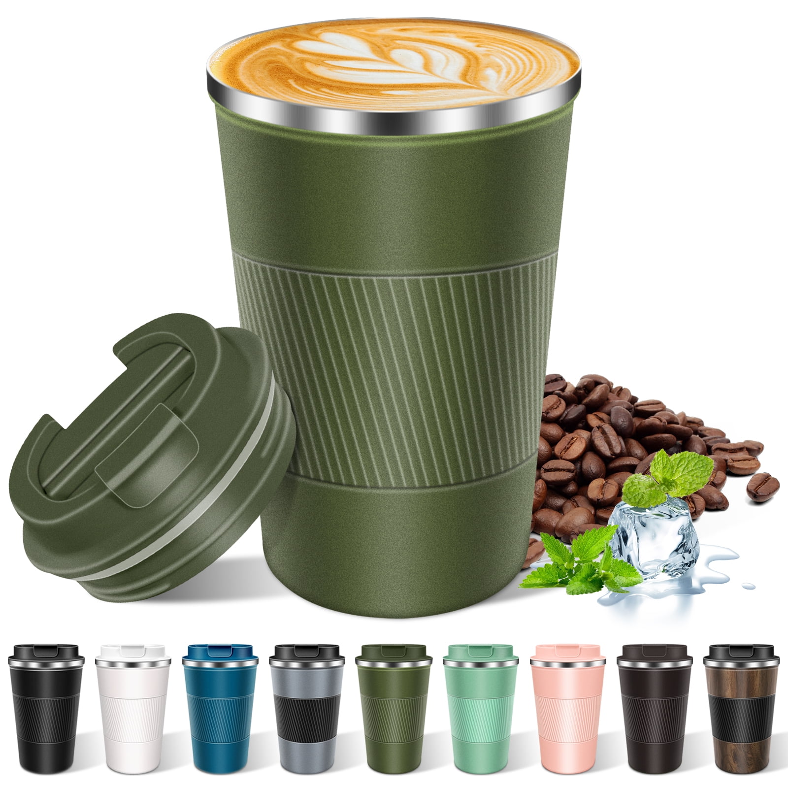 FORHVIPS Travel Coffee Mug 17 oz,Insulated Coffee Cups with Flip Lid,Stainless Steel Coffee Mugs Spill Proof, Double Wall Vacuum Tumblers,Reusable To Go Mug for Hot/Ice Coffee Tea