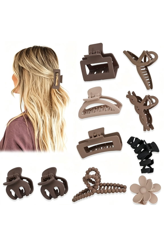 10Pcs Matte Braided Claw Clips Strong, Non-Slip Hair Clips for Women & Girls