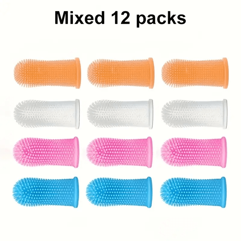FORICOM 12 Pieces of Pet Toothbrush, 360 Pet Toothbrush Kit, Finger Toothbrush, Cat Toothbrush, Teeth Cleaning, Pet Toothbrush for Small and Large Pets, (Toothpaste Not Included)