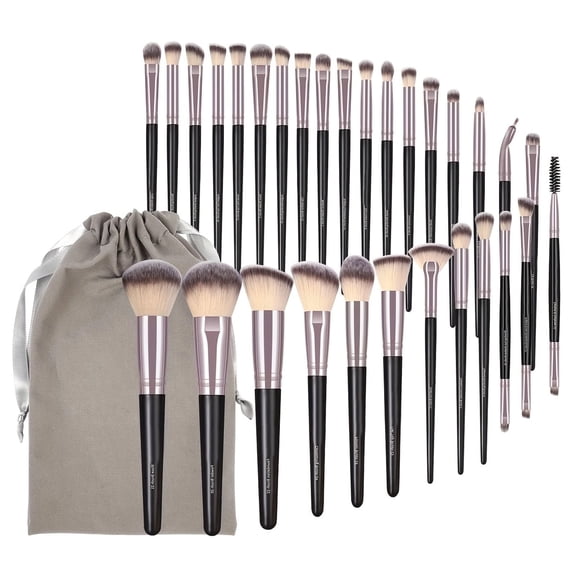 FORICOM 30-Piece Makeup Brush Set - Complete Face & Eye Brush Collection for Professional All-Over Makeup Looks, Comes with Storage Bag