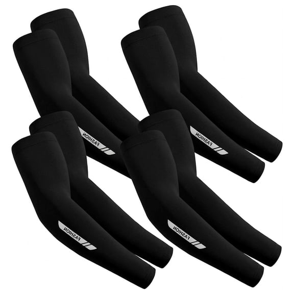 FORICOM 4 Pairs Sun Protection Sleeves to Cover Arms Cooling Sports Compression Arm Sleeves for Men Women (Black)