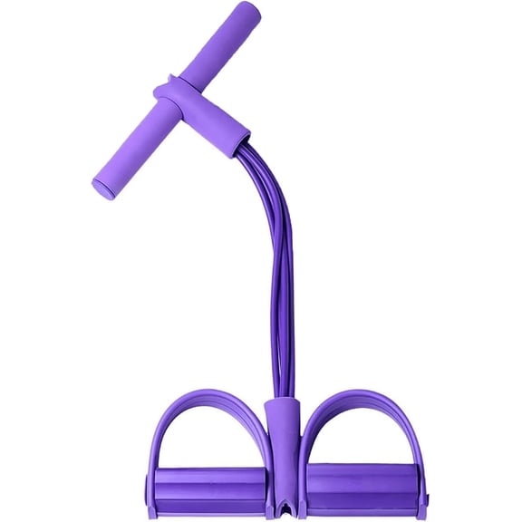 FORICOM 4 Tubes Natural Latex Foot Pedal Elastic Pull Rope with Handle Fitness Equipment Bodybuilding Expander for Abdomen/Waist/Arm/Leg Stretching Slimming Training(Purple)