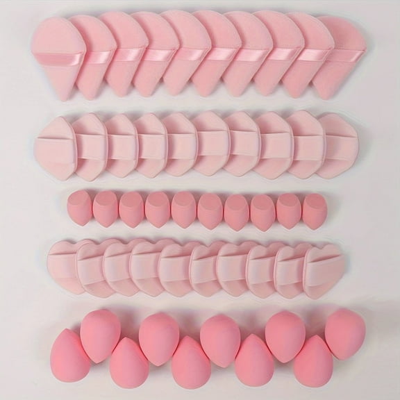 FORICOM 50 Pieces Professional Makeup Sponge Set,Latex Free Flawless Soft Setting Face Puffs,Multicolor Beauty Sponge Blender Cosmetic Applicator for Powder,Liquid,Facial Makeup Tools(Pink)