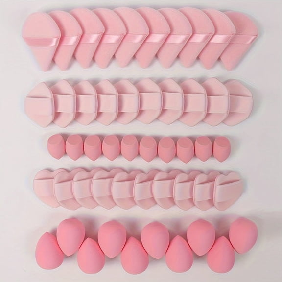 FORICOM 50 Pieces Professional Makeup Sponge Set,Latex Free Flawless Soft Setting Face Puffs,Multicolor Beauty Sponge Blender Cosmetic Applicator for Powder,Liquid,Facial Makeup Tools(Pink)