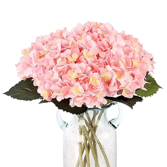 FORICOM 6pcs Faux White Hydrangeas Fake Flowers Artificial Silk Hydrangea Flower With Stems Bouquets Arrangement for Home Table Centerpieces Wedding Baby Shower Birthday Party Decoration(Pink)