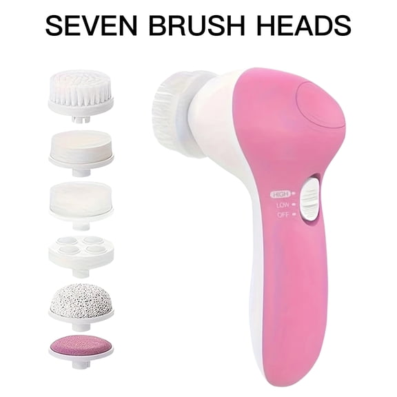 FORICOM 7 in 1 Electric Facial Cleansing Brush Silicone Face Scrubber, Exfoliating Rotating Massage Device Waterproof Deep Cleaning Exfoliation  Machine