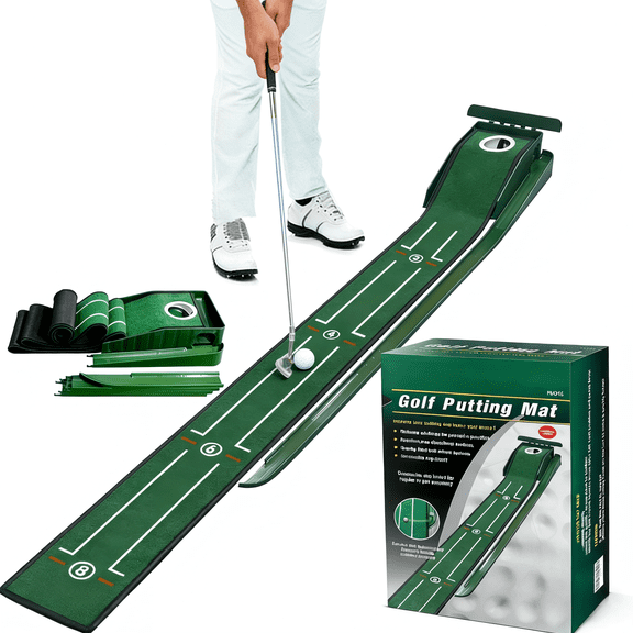 FORICOM 8Ft Practice Putting Mat Indoor Putting Green for Home & Office Golf Training Aid for Putting Practice Premium Golf Putting Mat with Realistic Turf Golf Gifts for Men