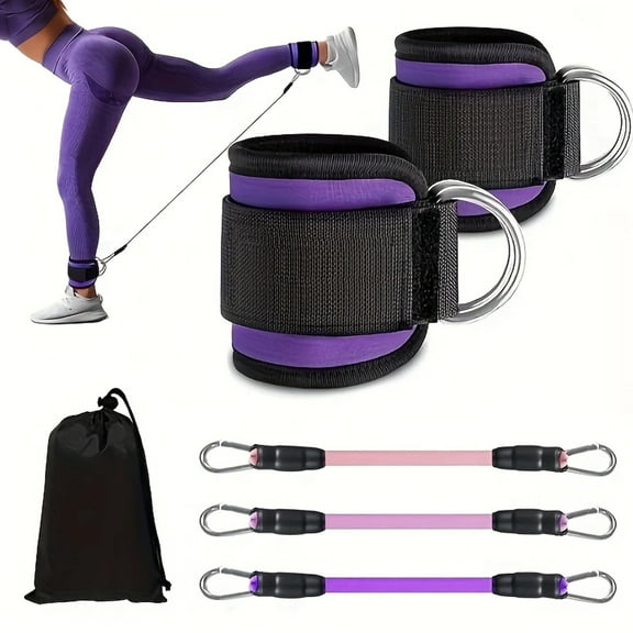 FORICOM Ankle Resistance Band Set, Ankle Training Bands with Wrist Pads, Ankle Resistance Bands, Hip Exercise Equipment - Storage Bag included!(Purple)