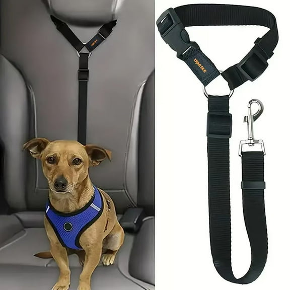 FORICOM Car Pet Seat Belt - Safe, Non-Disturbing Driving With a Heavy-Duty Design Featuring a Metal Carabiner for Small, Medium and Large Pets Adjustable Seat Belt Carrier(Black)