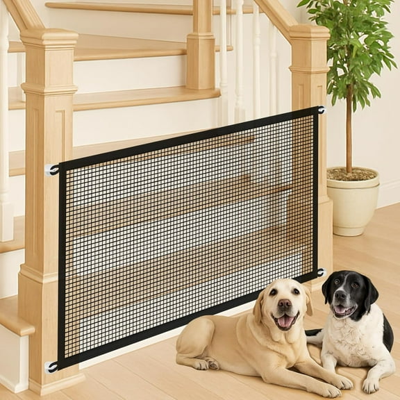 FORICOM Dog Screen Mesh Gate for Stairs Pet Gates for The House: for Doorways Stairways Indoor 31 inches Tall, 43 inch Wide