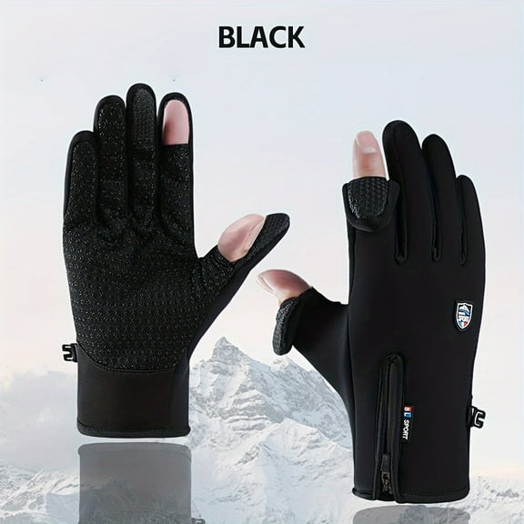 FORICOM Flap Touchable Zipper Gloves, Ski Gloves, Designed for Riding, Cycling, Hiking, Typing, Cold Storage Work, Sports, Soccer, Shooting and Other Activities for Men and Women (Black XL).