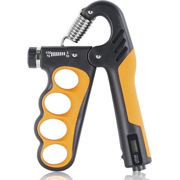 FORICOM Grip Strength Trainer, Adjustable Resistance Grip Strength Enhancer (11-220 lbs / 5-100 kg), Automatic Counter, Ergonomic Design, Suitable for Fitness Crowd, Daily Hand Exercises,(Orange)