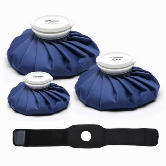 FORICOM Ice Cold Pack Reusable Ice Bags Hot Water Bag for Injuries, Hot & Cold Therapy and Pain Relief with Elastic Breathable Support Wrap, 4-Pack, 3 Sizes (6"/9"/11"), (for Hot Therapy is 50-60℃)