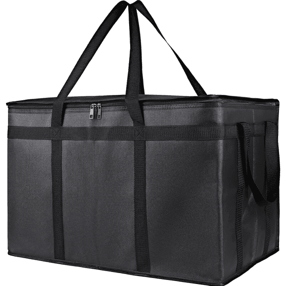 FORICOM Insulated Food Distribution Bag for Hot and Cold Food, Acceptable for Commercial Households, Large Capacity Reusable Insulated Bag (Black)Length 23 in by width 14 in by height 15 in