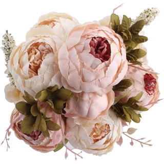 FORICOM Peonies Artificial Flowers Vintage Faux Peony Bouquet Fake Flower for Vase Silk Floral Arrangements for Table Centerpiece Wedding Decoration Indoor Home Decor