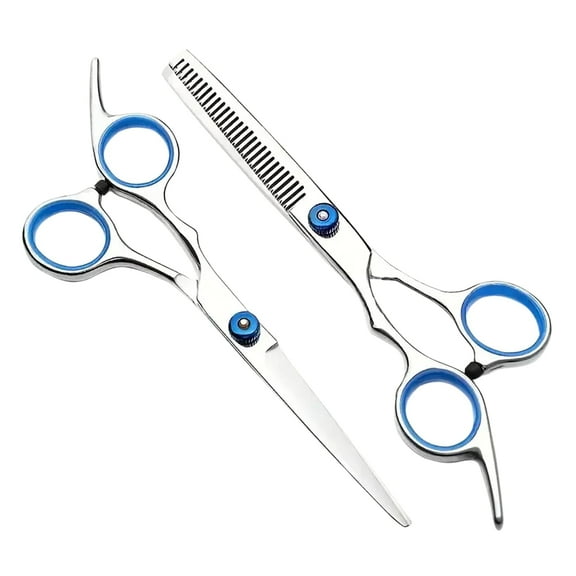FORICOM Set of 2 Piece Hair Scissors, Professional Hair Scissors 6 Inch Edge Barber Scissors Salon Hair Shears, Made of Stainless Steel, Hand Ground Blue