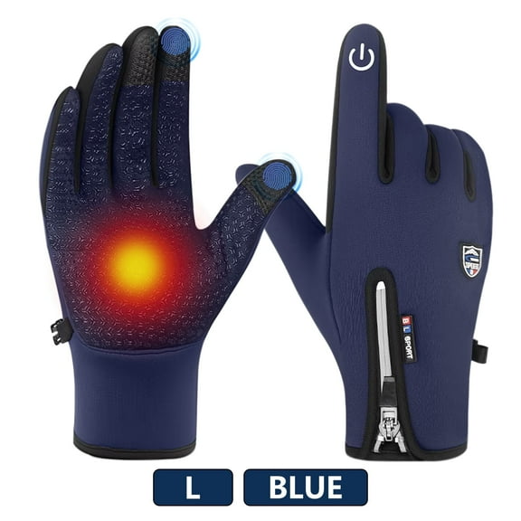 FORICOM Shield Winters Gloves , Non-slip Touch Screen Waterproof Windproof Warm Suitable for Running Riding Driving Hiking Men and Women Multifunctional-L (Blue)