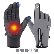 Shield Winters Gloves , Non-slip Touch Screen Waterproof Windproof Warm Suitable for Running Riding Driving Hiking Men and Women Multifunctional-L (Gray)