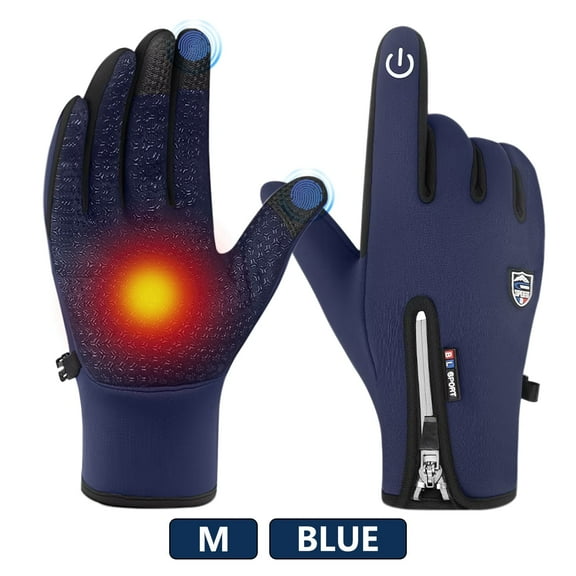 FORICOM Shield Winters Gloves , Non-slip Touch Screen Waterproof Windproof Warm Suitable for Running Riding Driving Hiking Men and Women Multifunctional-M (Blue)
