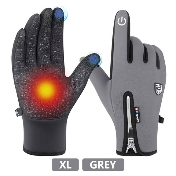 FORICOM Shield Winters Gloves , Non-slip Touch Screen Waterproof Windproof Warm Suitable for Running Riding Driving Hiking Men and Women Multifunctional-XL (Gray)