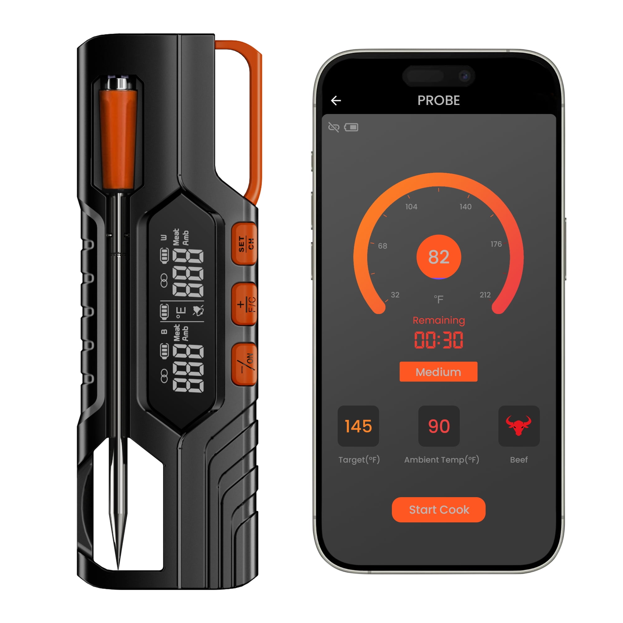 FORICOM Smart Wireless Meat Thermometer ,Ultra-Thin Probes,WiFi Range ,1100°F Heat Safe,IP69 Waterproof ,BBQ, Grill, Oven, Smoker, Air Fryer