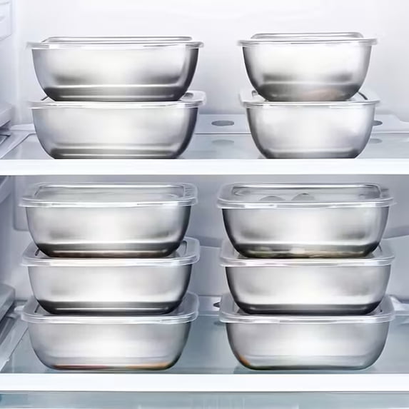 FORICOM Stainless Steel Food Storage Containers | Leak Proof & Airtight Lids | Set of 10 Containers, Dishwasher & Freezer Safe