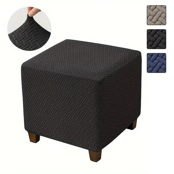 FORICOM Stretch Ottoman Cover Length 13-18in Folding Storage Stool Furniture Protector Soft Rectangle slipcover with Elastic Bottom(Black)