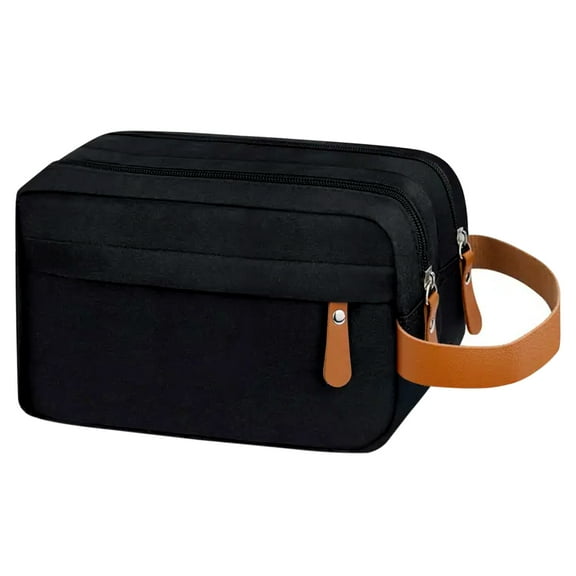 FORICOM Travel Toiletry Bag, Lightweight Large Wide-open Travel Bag , Puffy Cosmetic Makeup Bag Organizer with Handle for Accessories,Essentials, Toiletries, Black