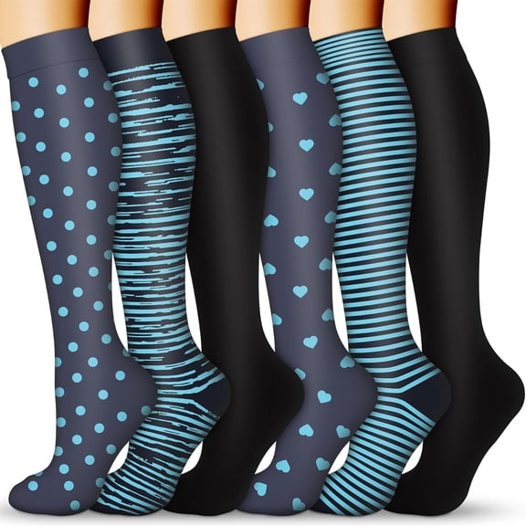 FORIEVIC 6 Pack Compression Socks for Women and Men Circulation-Best Support for Medical, Running,Nursing,Athletic