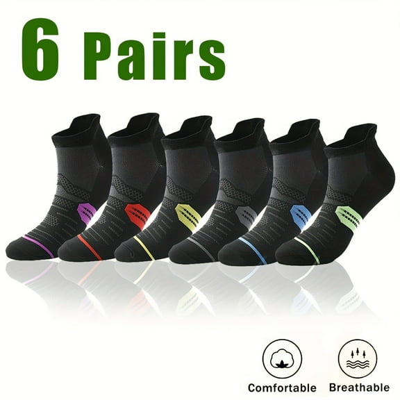 FORIEVIC 6 Pack Women's Ankle Running Socks Cushioned Low Cut Tab Athletic Socks