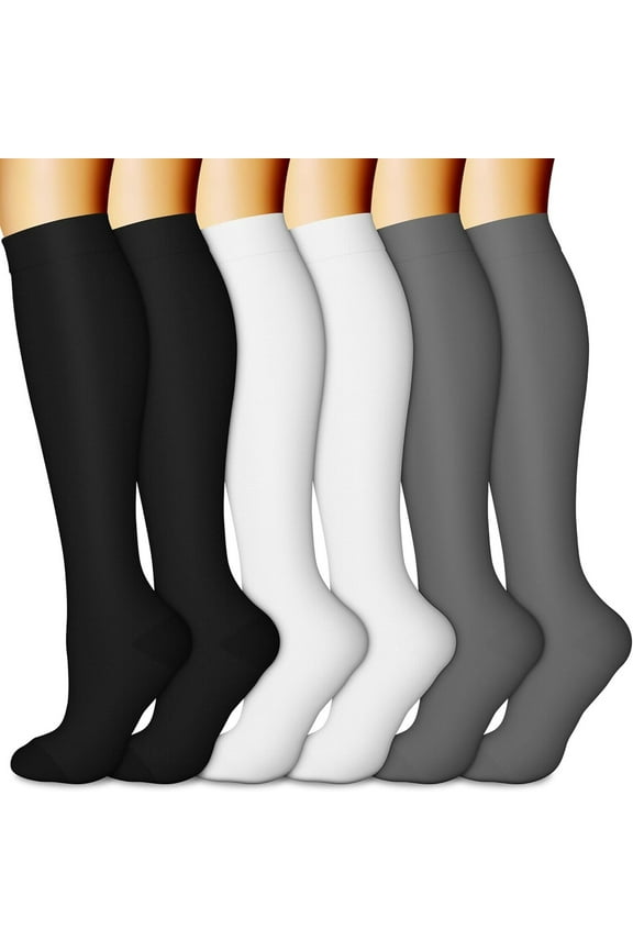 Compression Socks for Women Men Circulation 6 Pairs-Best Compression Stockings For Running,Athletic,Nursing,Athletic,Travel
