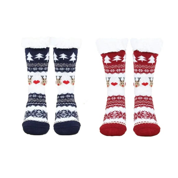 FORIEVIC Slipper Socks for Women with Gripper - Winter Non Slip Thick Fuzzy Socks - Warm Cozy Christmas Gift
