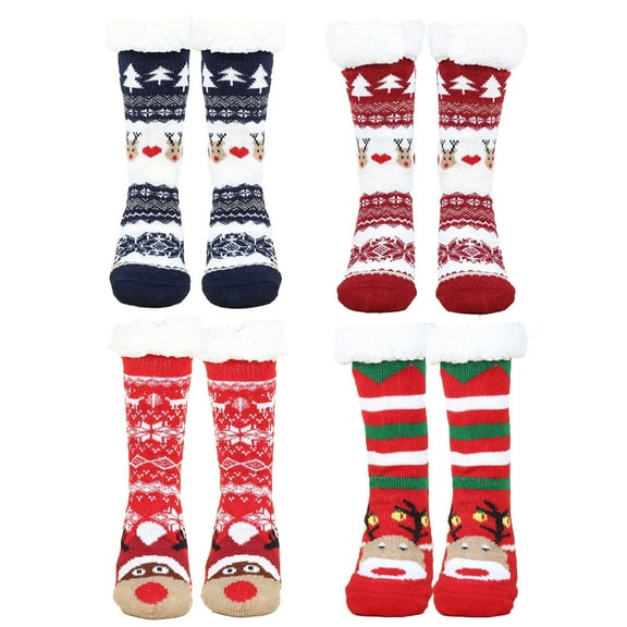 FORIEVIC Slipper Socks for Women with Gripper - Winter Non Slip Thick Fuzzy Socks - Warm Cozy Christmas Gift