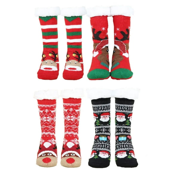 FORIEVIC Slipper Socks for Women with Gripper - Winter Non Slip Thick Fuzzy Socks - Warm Cozy Christmas Gift