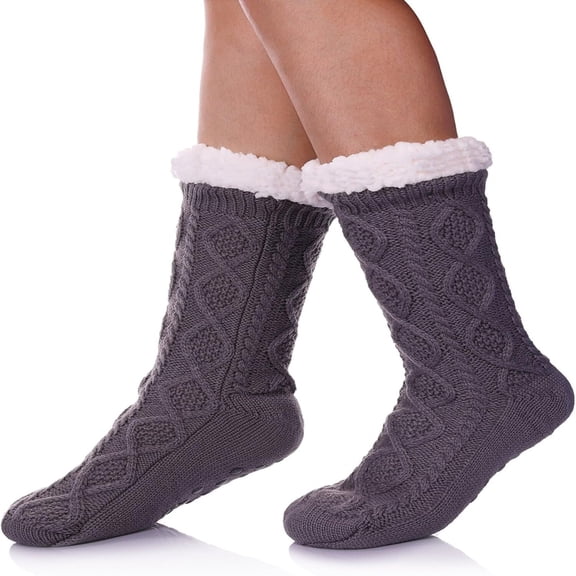 FORIEVIC Women Men Winter Thick Slipper Socks with Grippers Non Slip Warm Fluffy Fuzzy Socks Christmas Gifts