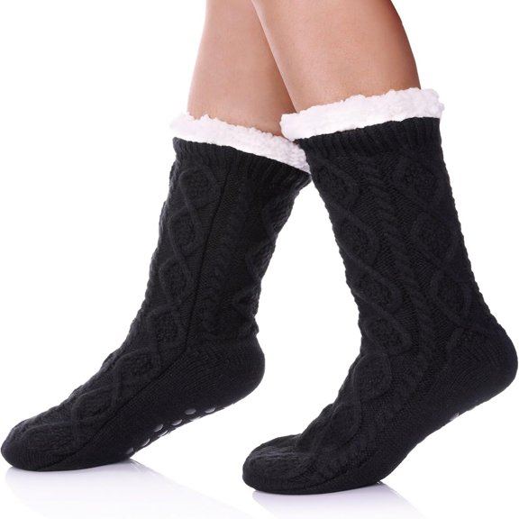 FORIEVIC Women Men Winter Thick Slipper Socks with Grippers Non Slip Warm Fluffy Fuzzy Socks Christmas Gifts