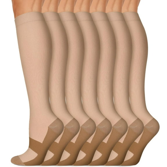 FORIEVIC Women Men Work Compression Over the Calf Socks 7 Pack