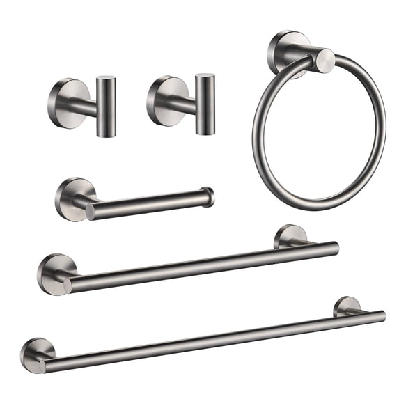 FORIOUS 6 - Piece Bathroom Hardware Set Brushed Nickel