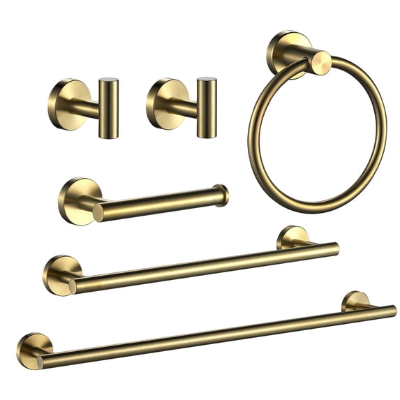 FORIOUS 6 - Piece Bathroom Hardware Set Gold