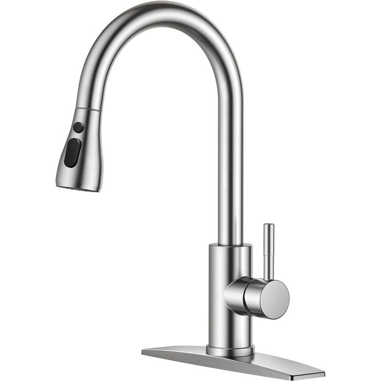 FORIOUS Kitchen Faucets, Brushed Nickel Kitchen Faucet with Pull Down  Sprayer, High Arc Single Handle Stainless Steel Sink Faucets 1 or 3 Hole,  Kitchen Sink Faucets for Farmhouse Camper Laundry Rv Bar 