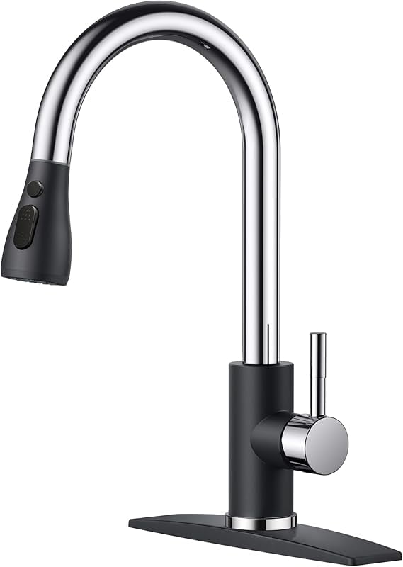Brushed Nickel Stainless Steel Pull-Down Kitchen Faucet with Spray