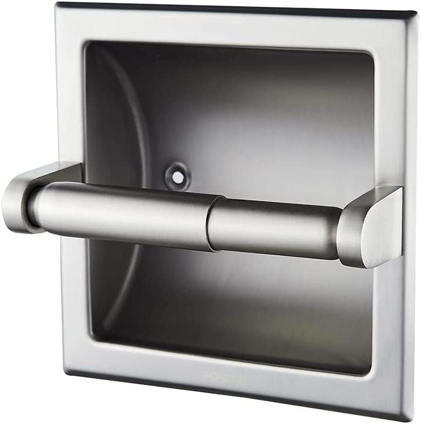 FORIOUS Recessed Toilet Paper Holder Brushed Nickel, Brushed Nickel