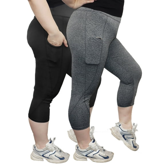FORJOE 2PCS Yoga Capri Leggings for Women with Pockets Tummy Control High Waist Workout Yoga Pants